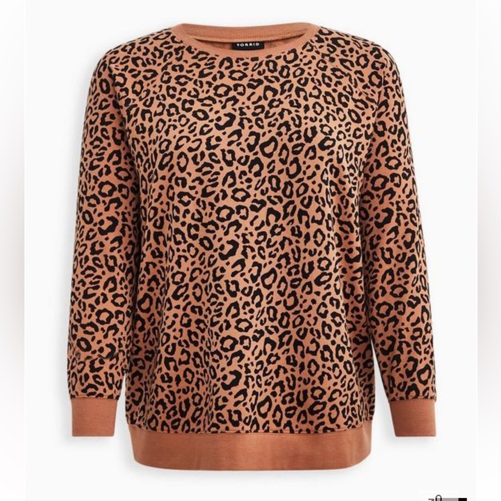 Torrid Leopard Print Crewneck Sweater - Copper/Black Sz 2